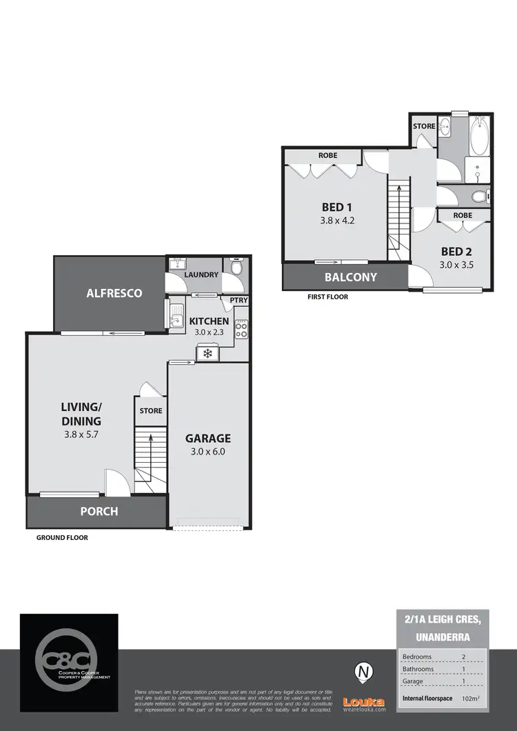 Floorplan of Homely townhouse listing, 2/1 Leigh Crescent, Unanderra NSW 2526