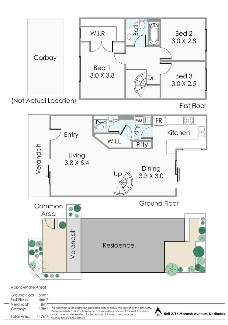 Floorplan of Homely townhouse listing, 2/16 Monash Avenue, Nedlands WA 6009