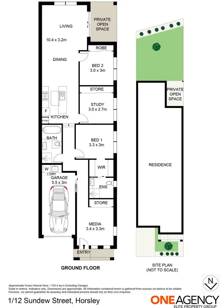 Floorplan of Homely semi-detached listing, 1/12 Sundew Street, Horsley NSW 2530
