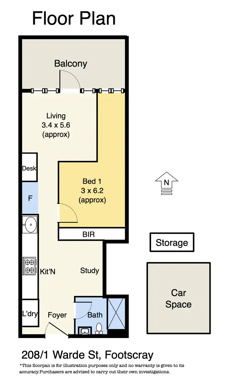 Floorplan of Homely apartment listing, 208/1 Warde Street, Footscray VIC 3011