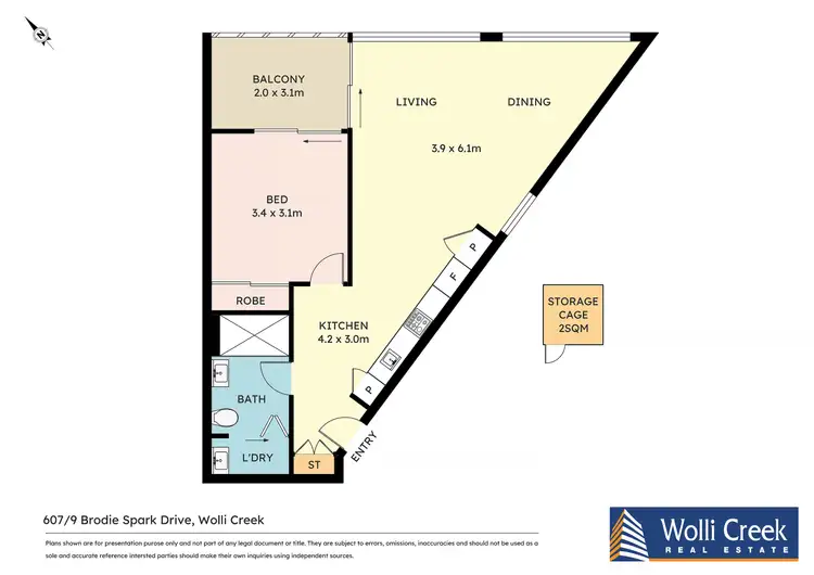 Floorplan of Homely apartment listing, 607/9 Brodie Spark Drive, Wolli Creek NSW 2205