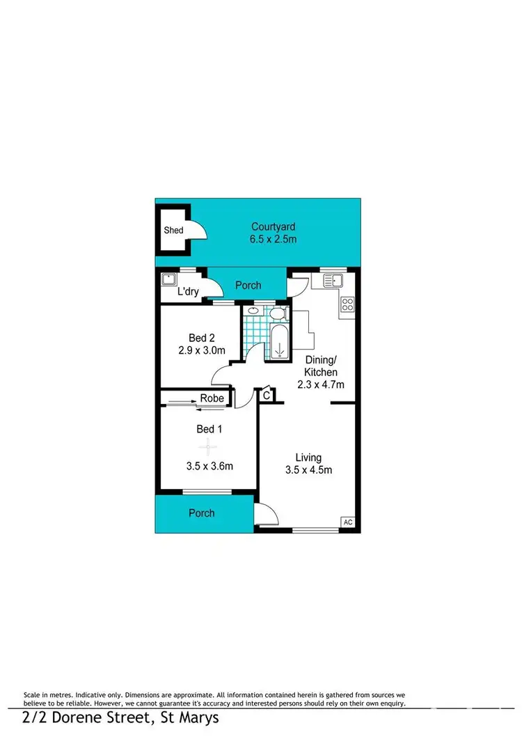 Floorplan of Homely unit listing, 2/2 Dorene Street, St Marys SA 5042
