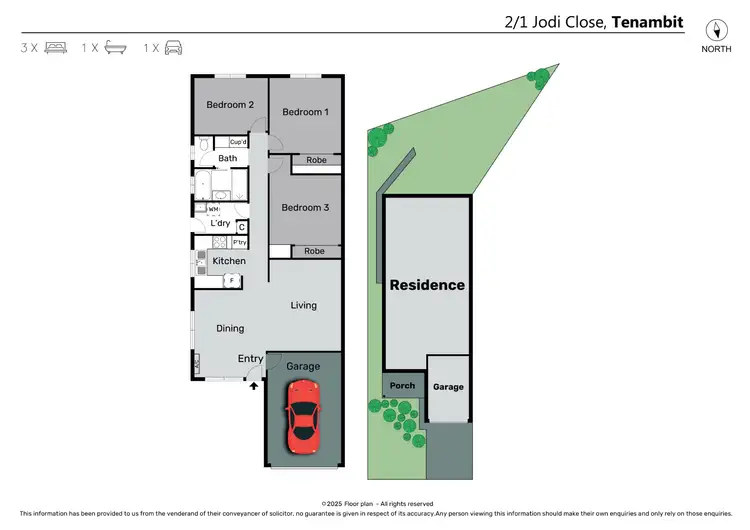 Floorplan of Homely semi-detached listing, 2/1 Jodi Close, Tenambit NSW 2323
