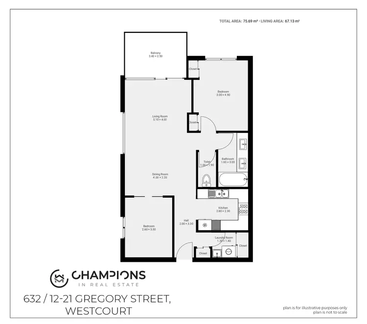 Floorplan of Homely unit listing, 632/12-21 Gregory Street, Westcourt QLD 4870