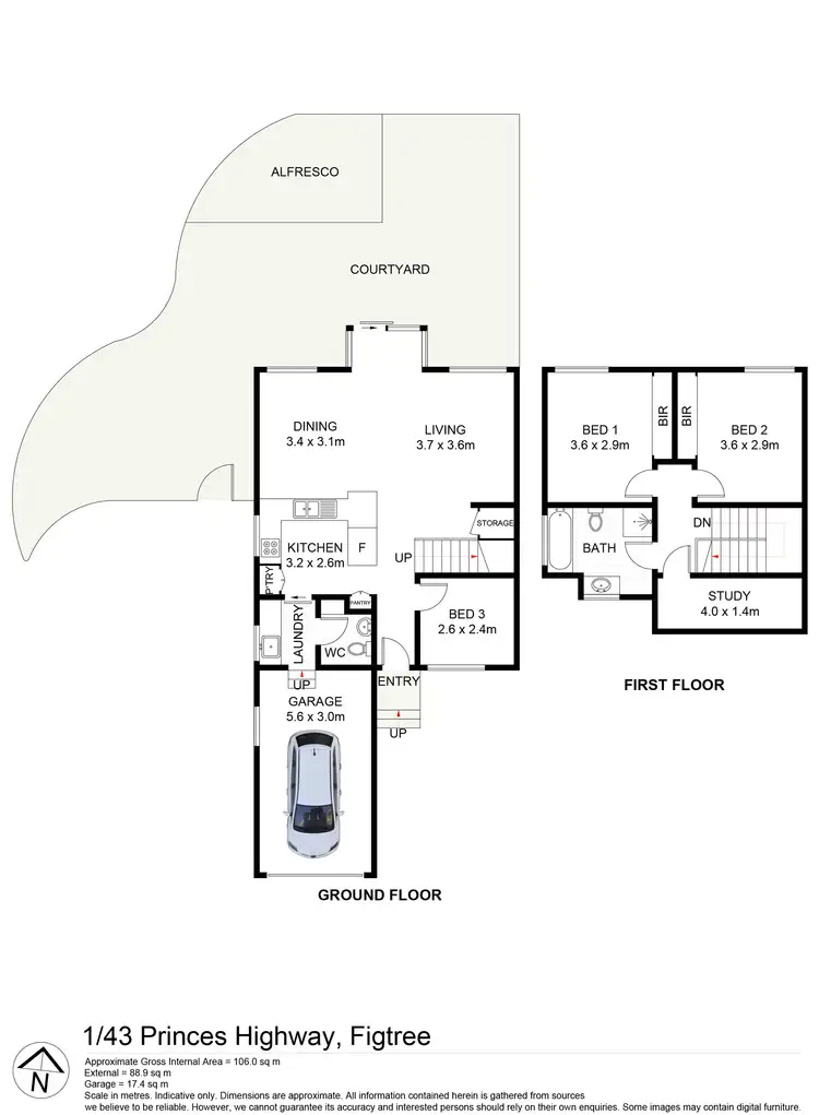 Floorplan of Homely townhouse listing, 1/43 Princes Highway, Figtree NSW 2525