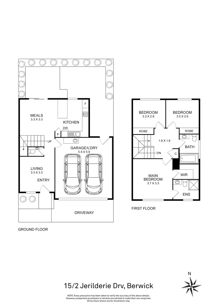Floorplan of Homely townhouse listing, 15/2 Jerilderie Drive, Berwick VIC 3806