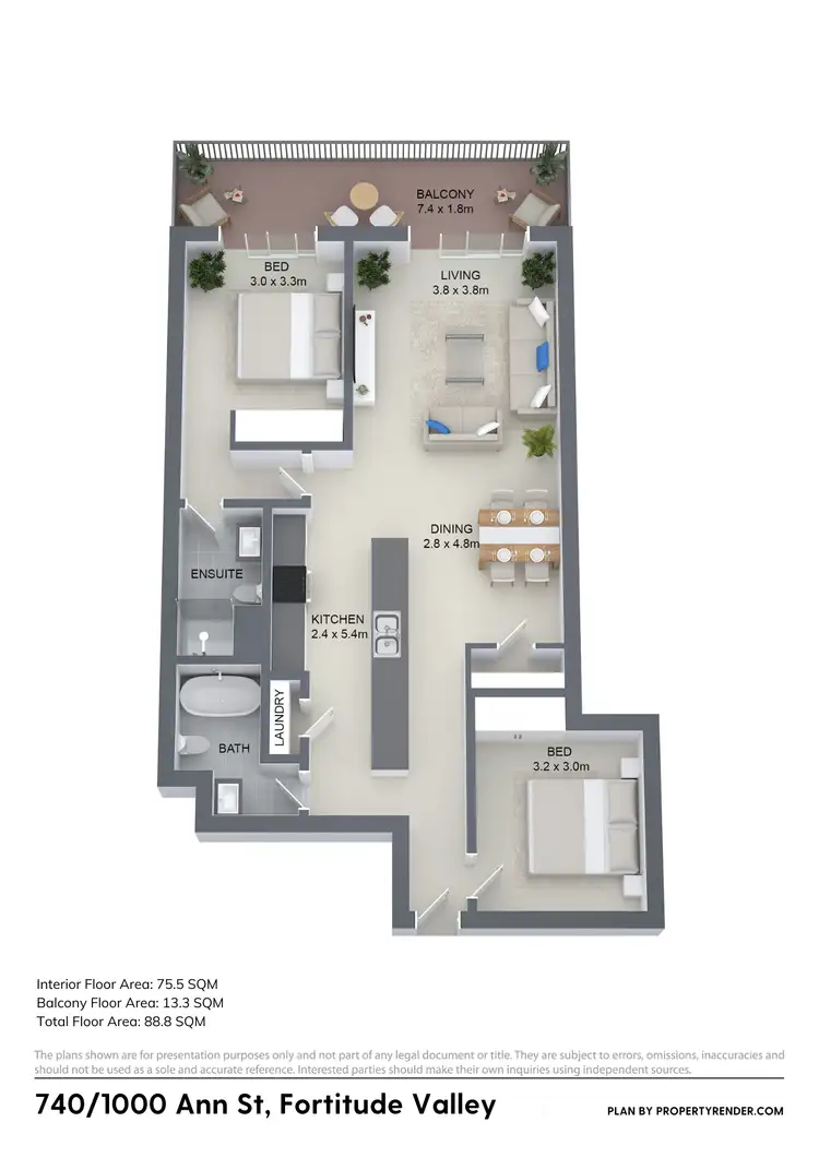 Floorplan of Homely unit listing, 740/1000 Ann Street, Fortitude Valley QLD 4006