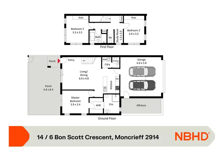 Floorplan of Homely townhouse listing, 14/6 Bon Scott Crescent, Moncrieff ACT 2914
