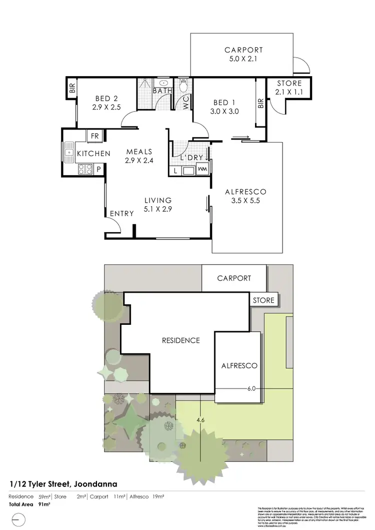 Floorplan of Homely villa listing, 1/12 Tyler Street, Joondanna WA 6060