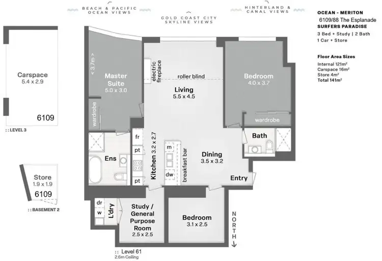 Floorplan of Homely apartment listing, 6109/88 The Esplanade, Surfers Paradise QLD 4217