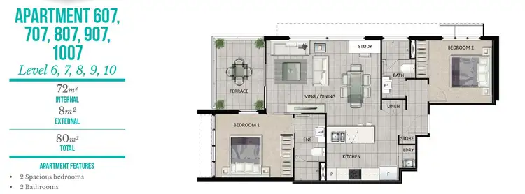 Floorplan of Homely apartment listing, 907/25 Hope Street, South Brisbane QLD 4101