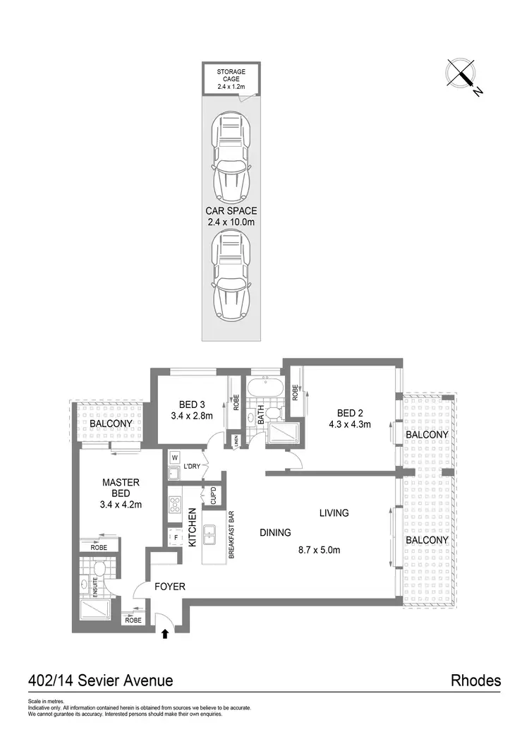 Floorplan of Homely apartment listing, 402/14 Sevier Avenue, Rhodes NSW 2138