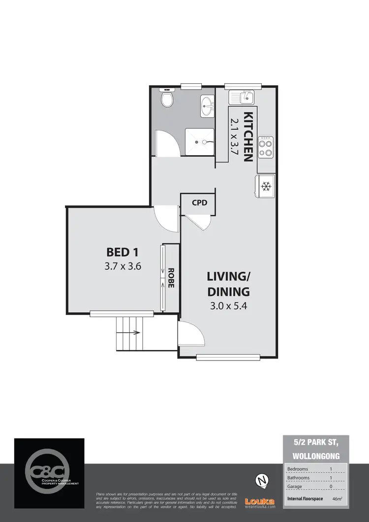Floorplan of Homely unit listing, 5/2 Park Street, North Wollongong NSW 2500