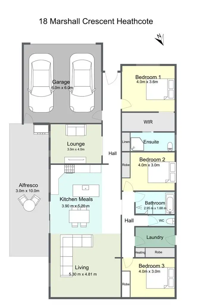 Floorplan of Homely house listing, 18 Marshall Crescent, Heathcote VIC 3523