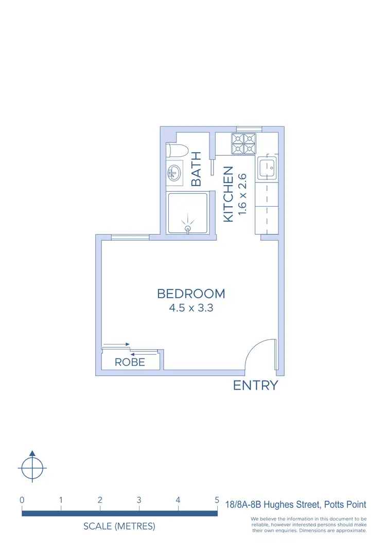 Floorplan of Homely studio listing, 18/8A-8B Hughes Street, Potts Point NSW 2011