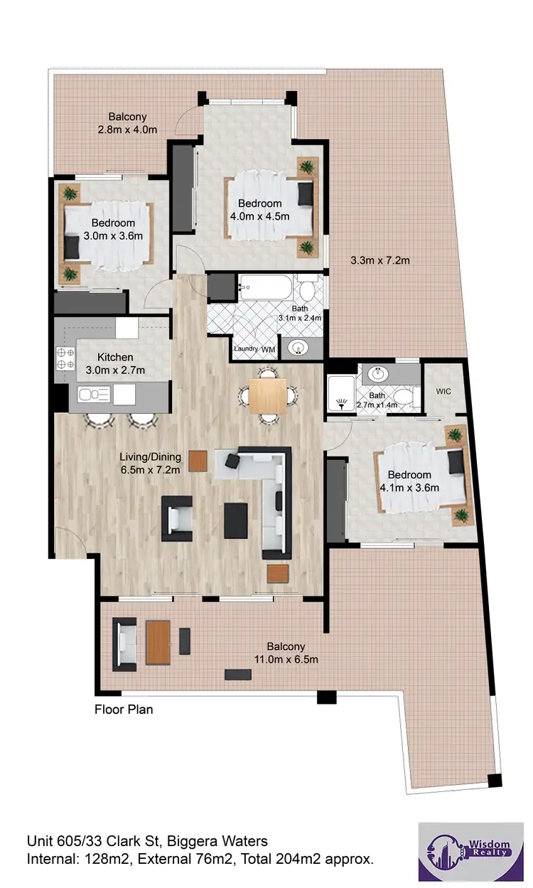 Floorplan of Homely unit listing, 605/33 Clark Street, Biggera Waters QLD 4216
