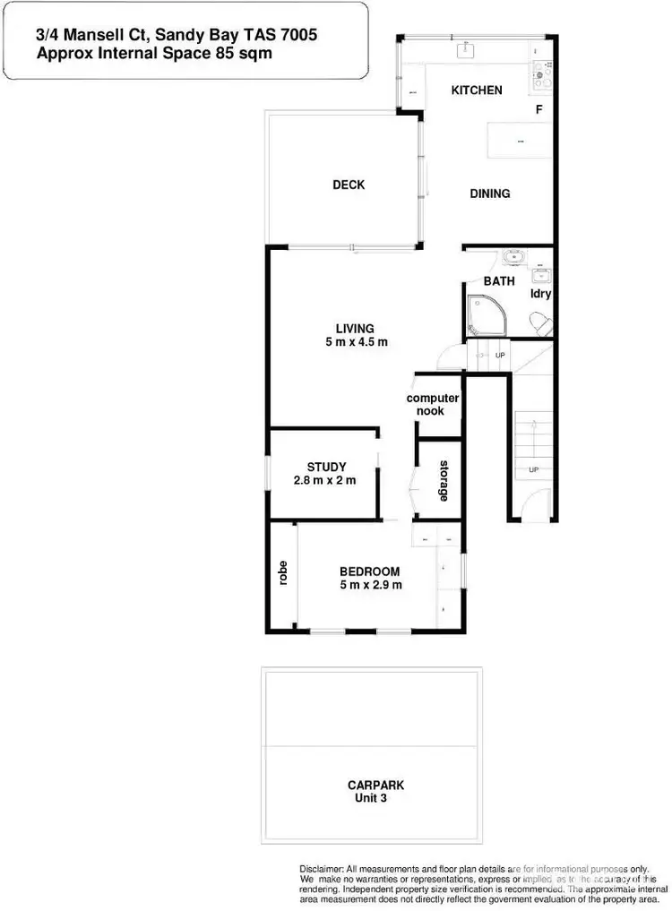 Floorplan of Homely unit listing, 3/4 Mansell Court, Sandy Bay TAS 7005