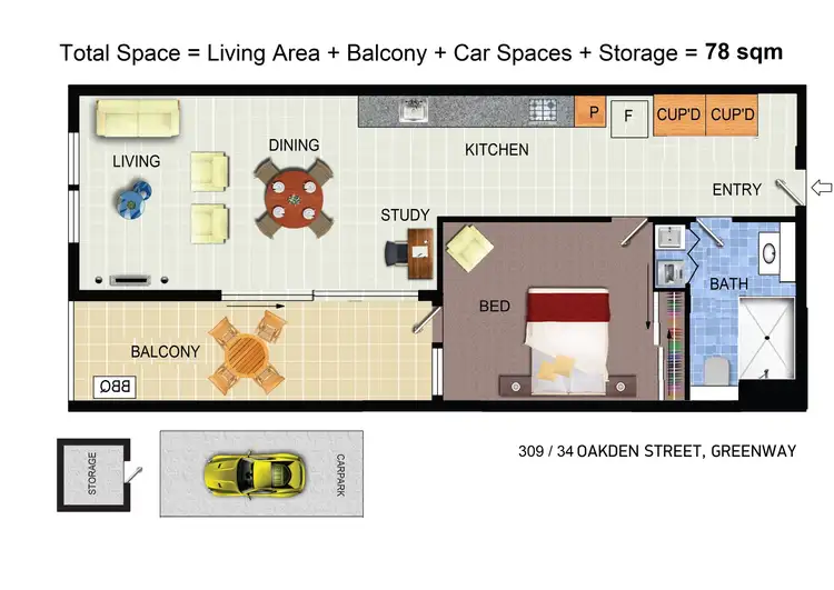 Floorplan of Homely apartment listing, 309/34 Oakden Street, Greenway ACT 2900