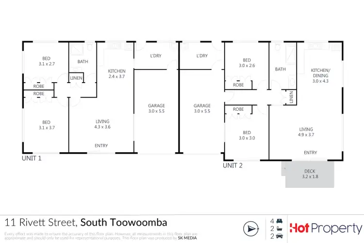 Floorplan of Homely semi-detached listing, 11 Rivett Street, South Toowoomba QLD 4350