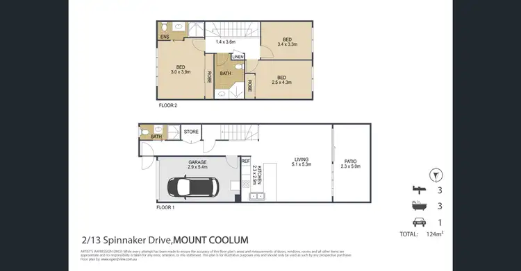 Floorplan of Homely townhouse listing, 2/13 Spinnaker Drive, Mount Coolum QLD 4573