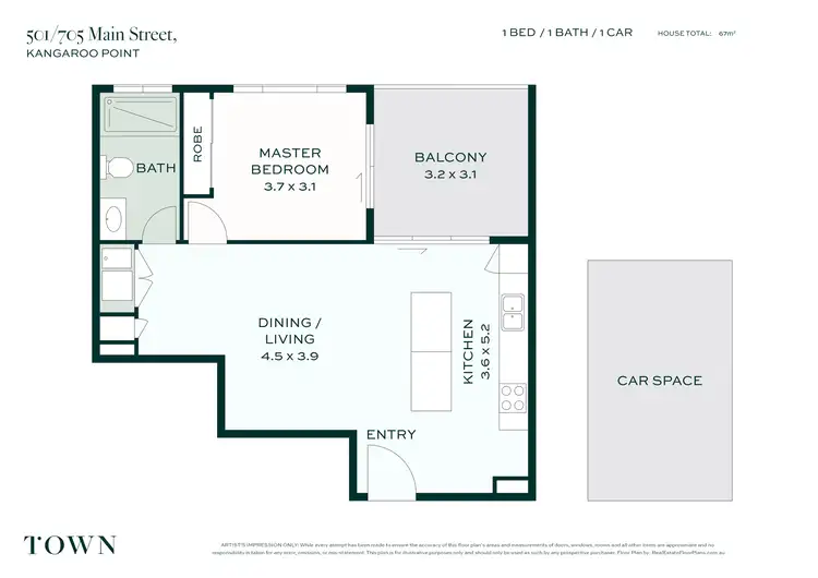Floorplan of Homely apartment listing, 501/705 Main Street, Kangaroo Point QLD 4169