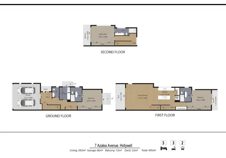Floorplan of Homely semi-detached listing, 1/7 Azalea Avenue, Hollywell QLD 4216