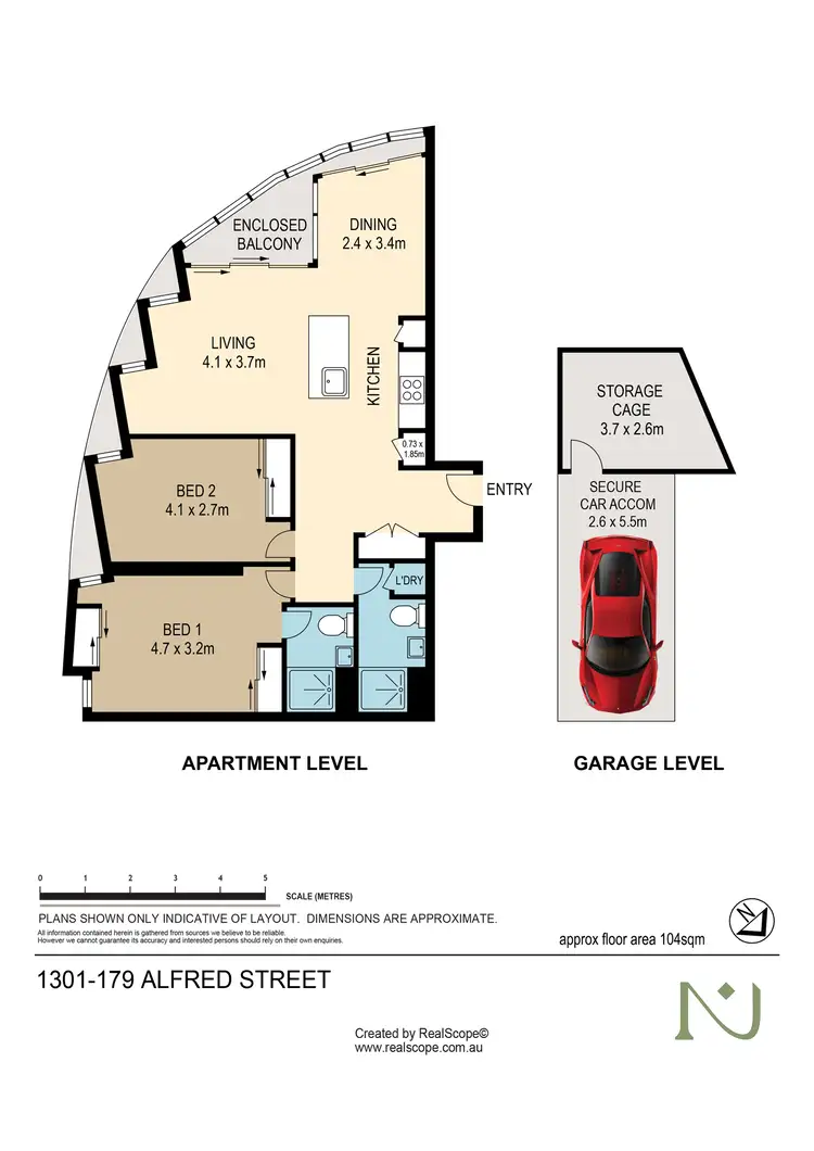 Floorplan of Homely unit listing, 1301/179 Alfred Street, Fortitude Valley QLD 4006