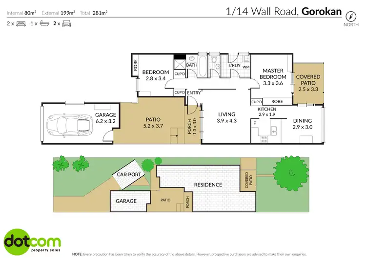 Floorplan of Homely semi-detached listing, 1/14 Wall Road, Gorokan NSW 2263