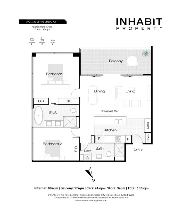 Floorplan of Homely apartment listing, 2004/105 Stirling Street, Perth WA 6000