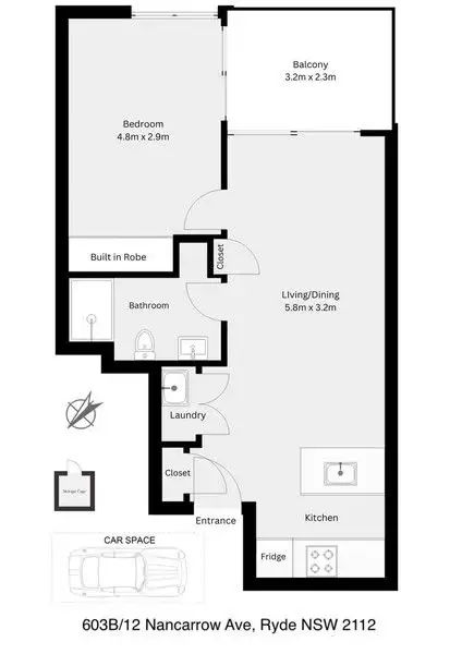 Floorplan of Homely apartment listing, 603b/12 Nancarrow Avenue, Ryde NSW 2112