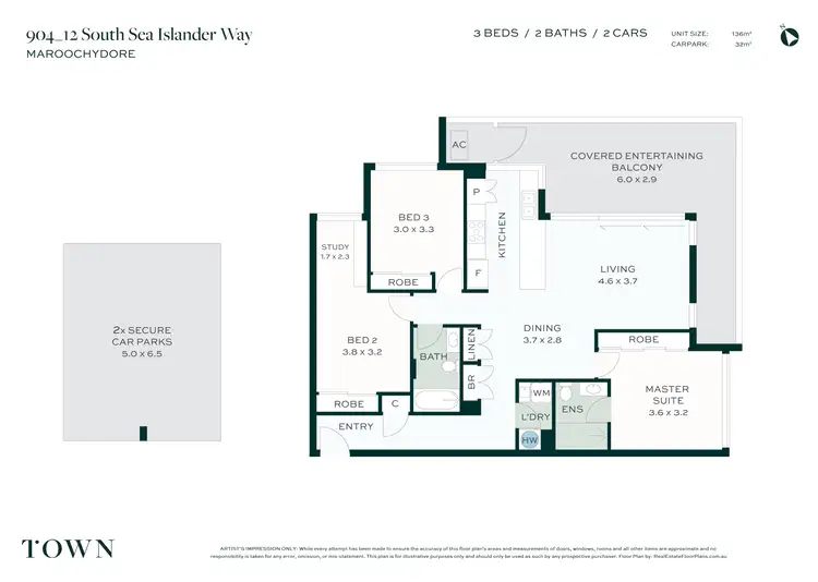 Floorplan of Homely unit listing, 904/12 South Sea Islander Way, Maroochydore QLD 4558