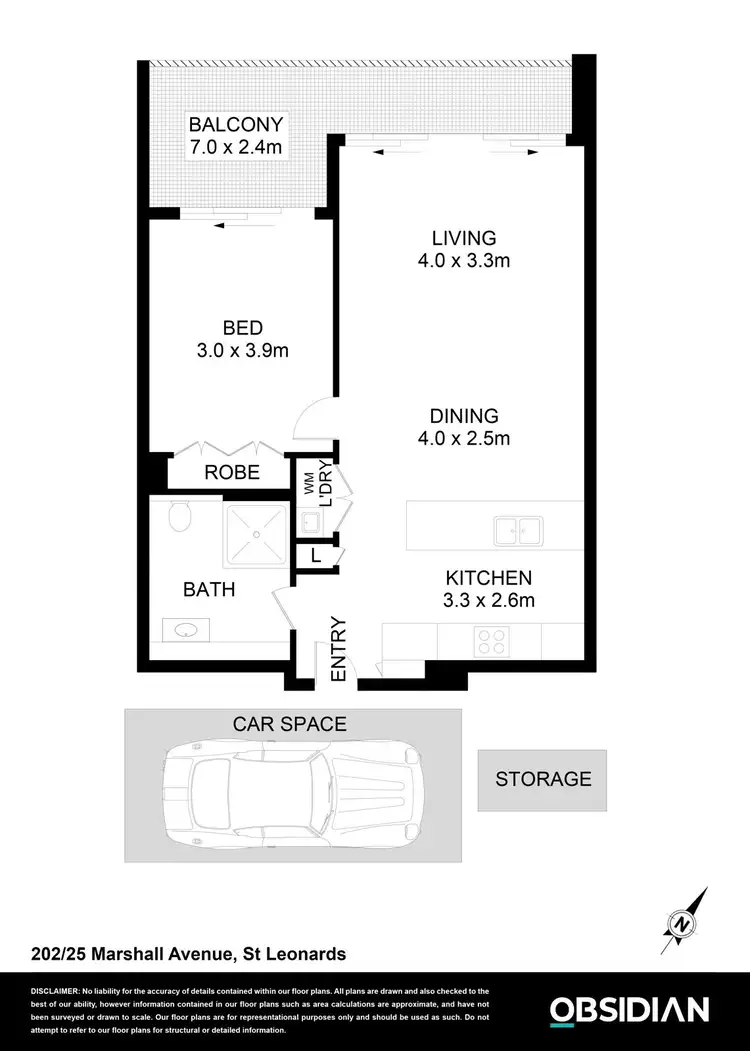 Floorplan of Homely apartment listing, 202/25 Marshall Avenue, St Leonards NSW 2065