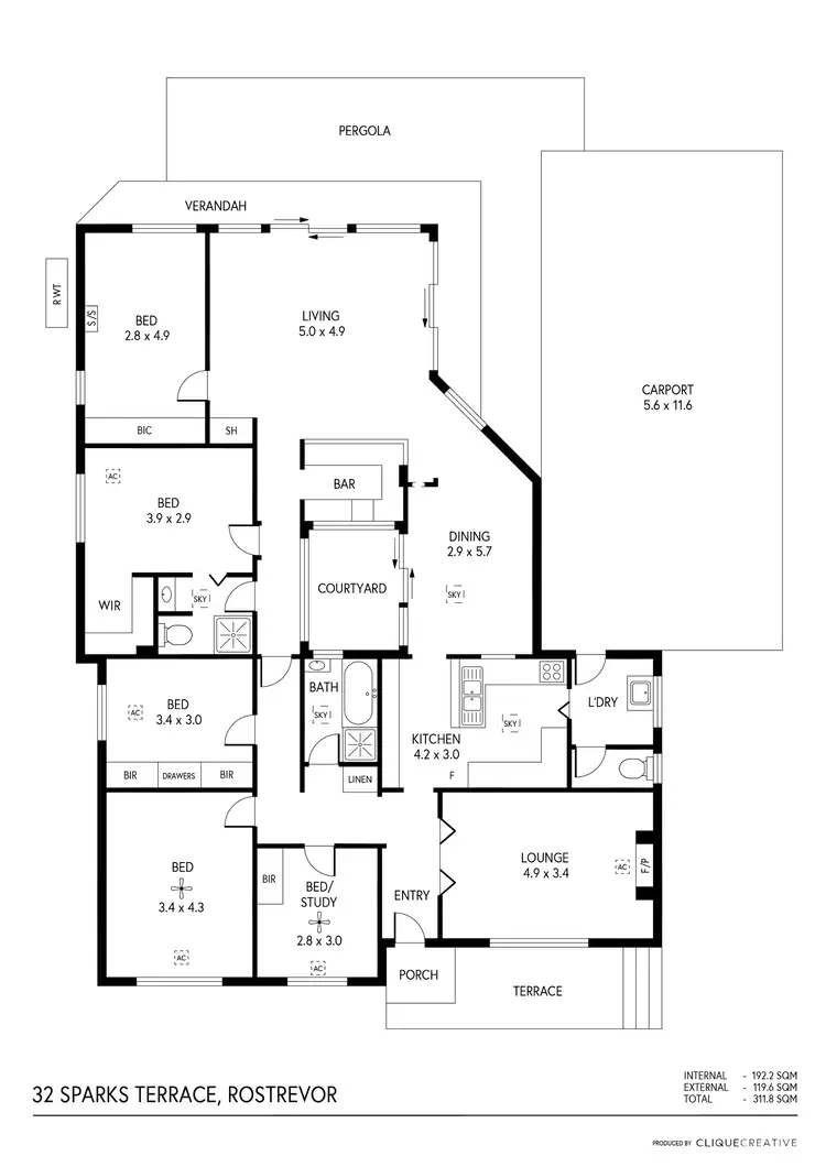 Floorplan of Homely house listing, 32 Sparks Terrace, Rostrevor SA 5073
