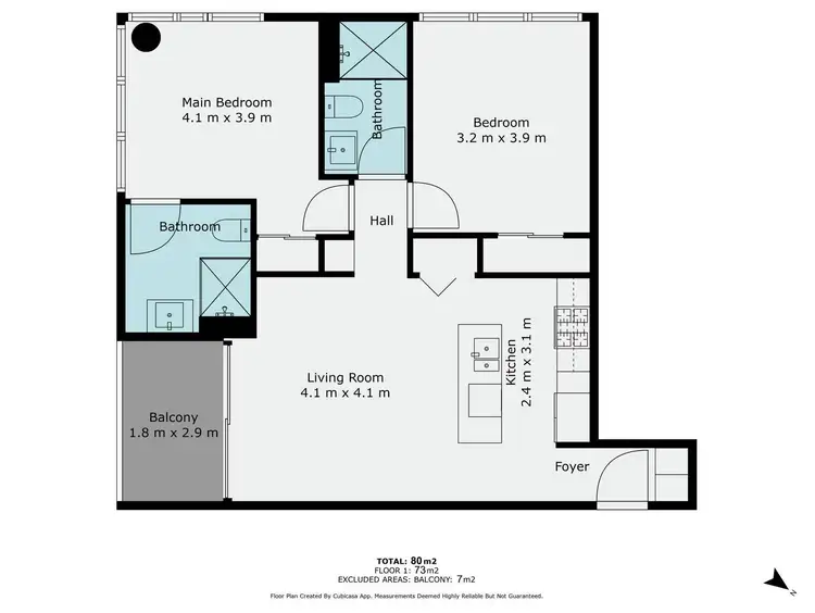 Floorplan of Homely unit listing, 11410/1 Cordelia Street, South Brisbane QLD 4101