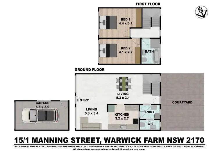 Floorplan of Homely townhouse listing, 15/1 Manning Street, Warwick Farm NSW 2170