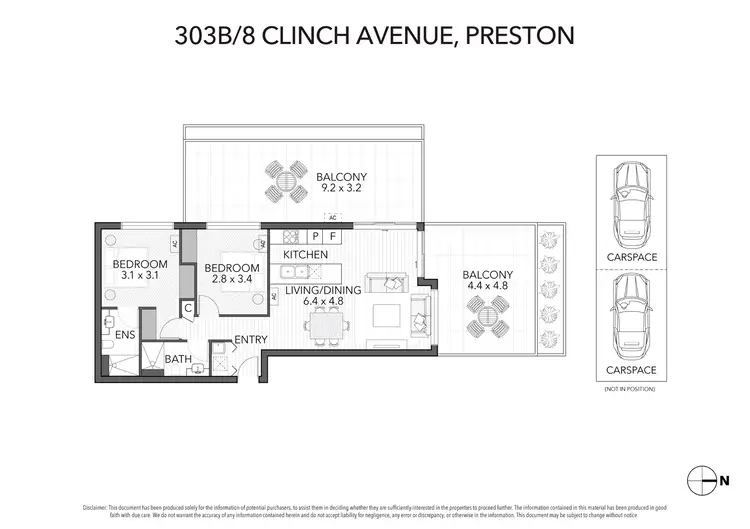 Floorplan of Homely apartment listing, 303B/8 Clinch Avenue, Preston VIC 3072