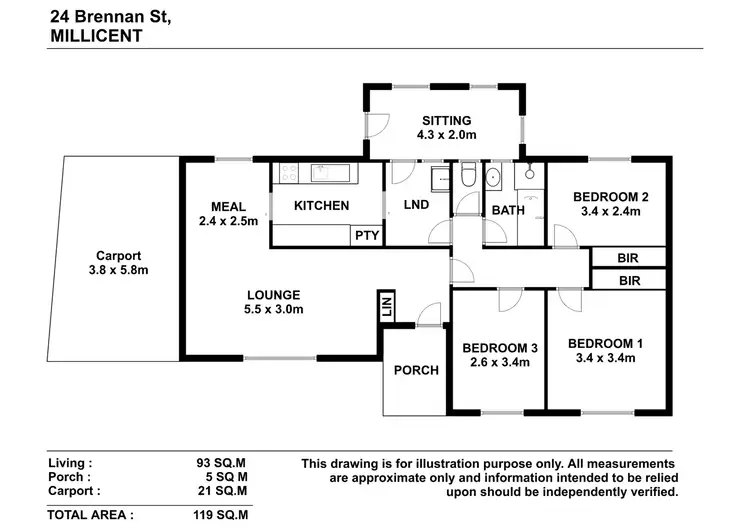 Floorplan of Homely house listing, 24 Brennan Street, Millicent SA 5280