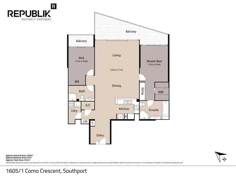 Floorplan of Homely apartment listing, 1605/1 Como Crescent, Southport QLD 4215