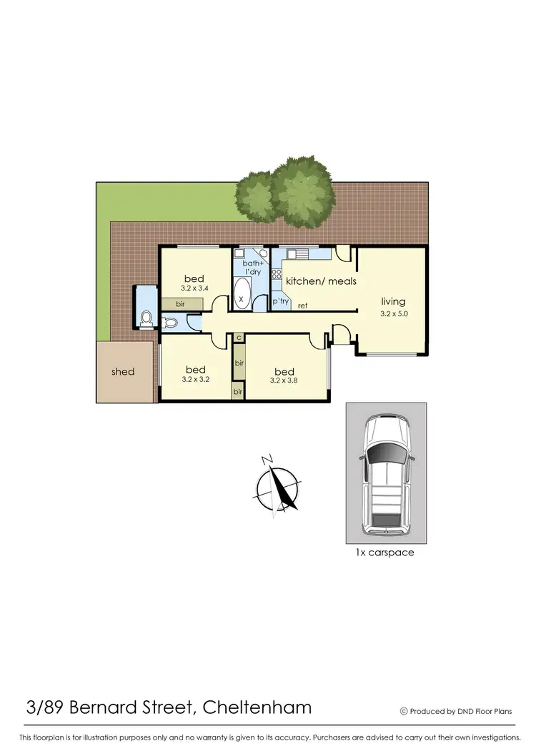 Floorplan of Homely unit listing, 3/89 Bernard Street, Cheltenham VIC 3192