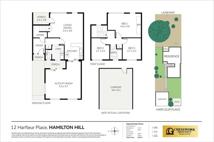 Floorplan of Homely townhouse listing, 12 Harfleur Place, Hamilton Hill WA 6163