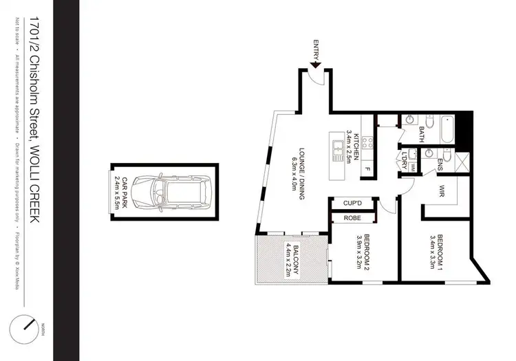 Floorplan of Homely apartment listing, 1701/2 Chisholm Street, Wolli Creek NSW 2205