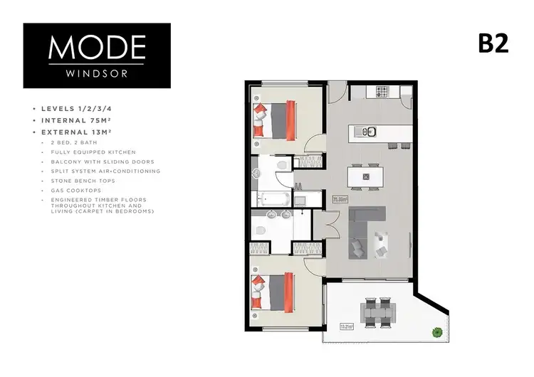 Floorplan of Homely apartment listing, 2/26 Le Geyt Street Windsor QLD 4030, Windsor QLD 4030
