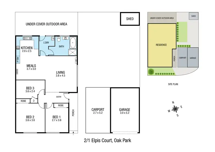 Floorplan of Homely house listing, 2/1 Elpis Court, Oak Park VIC 3046