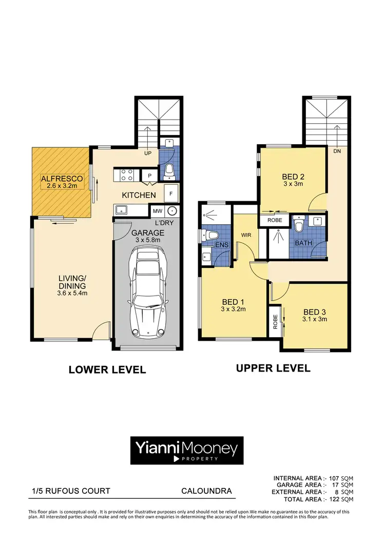 Floorplan of Homely townhouse listing, 1/5 Rufous Court, Caloundra QLD 4551