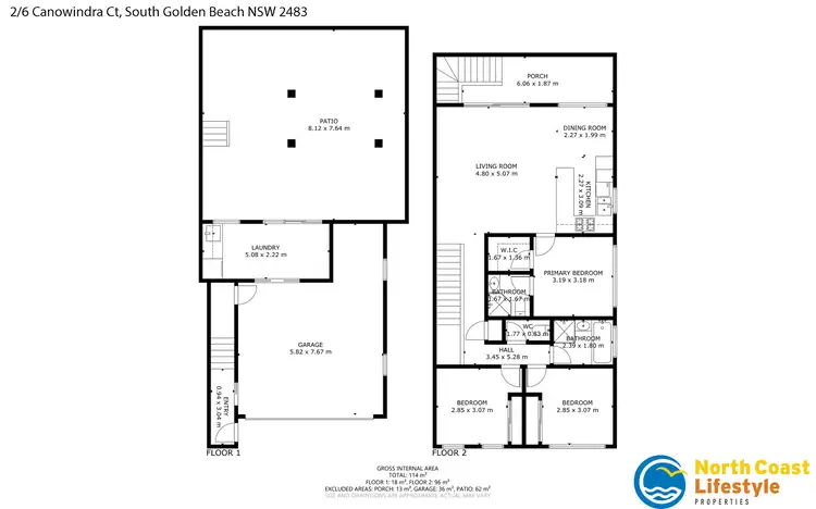 Floorplan of Homely townhouse listing, 2/6 Canowindra Court, South Golden Beach NSW 2483