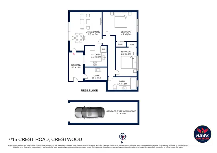 Floorplan of Homely apartment listing, 7/15 Crest Road, Crestwood NSW 2620