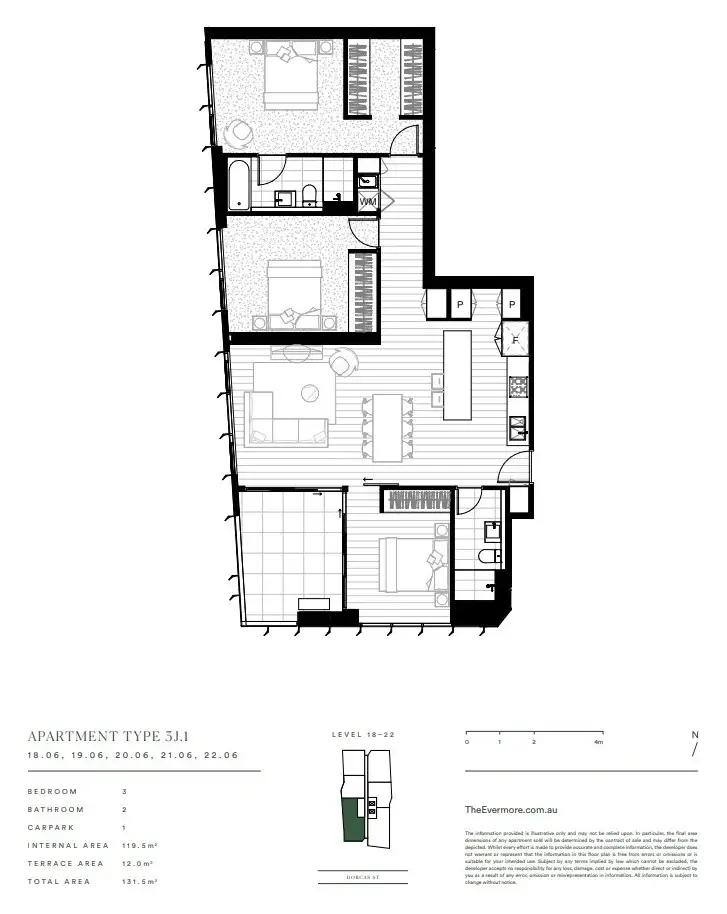 Floorplan of Homely apartment listing, 2206B/58-66 Dorcas Street, Southbank VIC 3006