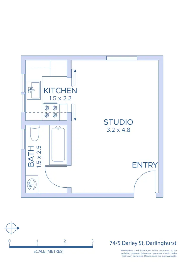 Floorplan of Homely studio listing, 74/5 Darley St, Darlinghurst NSW 2010