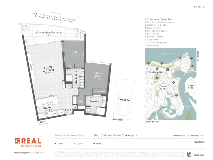 Floorplan of Homely unit listing, 304/110 Marine Parade 'Reflections Tower Two', Coolangatta QLD 4225