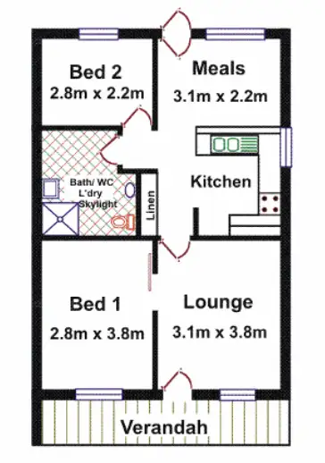Floorplan of Homely semi-detached listing, 24 Railway Terrace, Kilburn SA 5084